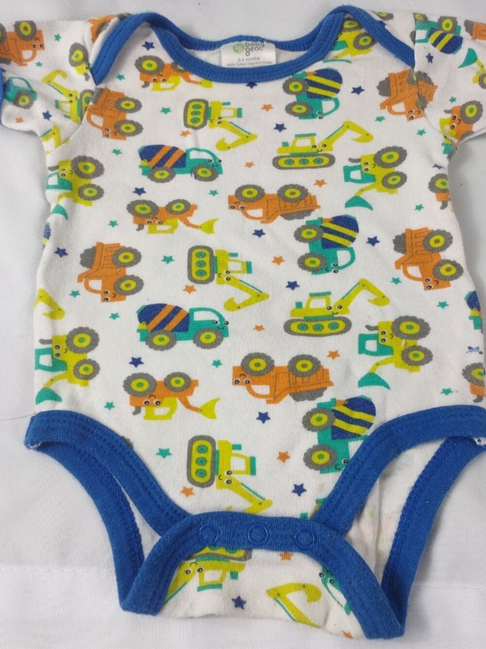 Baby Gear Infant Boys Short Sleeve One Piece "Construction Trucks" Sz 0-3Months